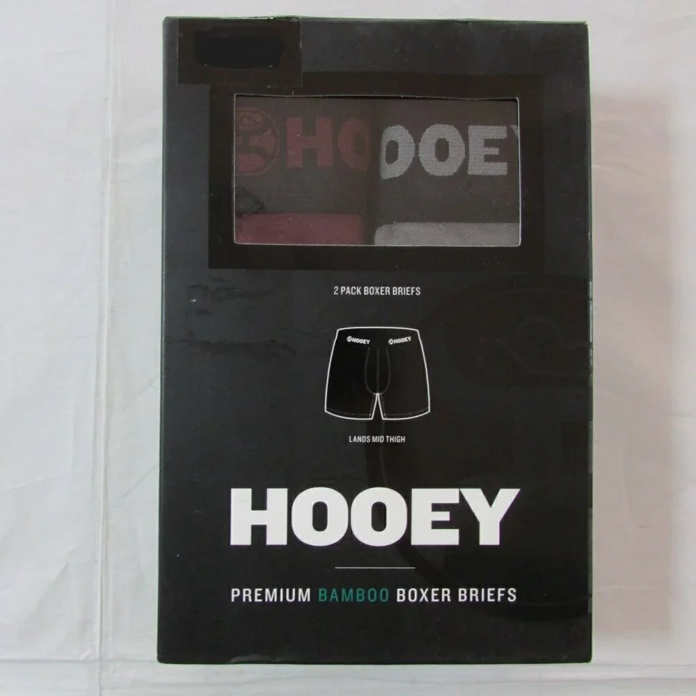 Hooey Men’s Mid-Thigh Bamboo Boxer Briefs 2 Pack Port Royal/Grey